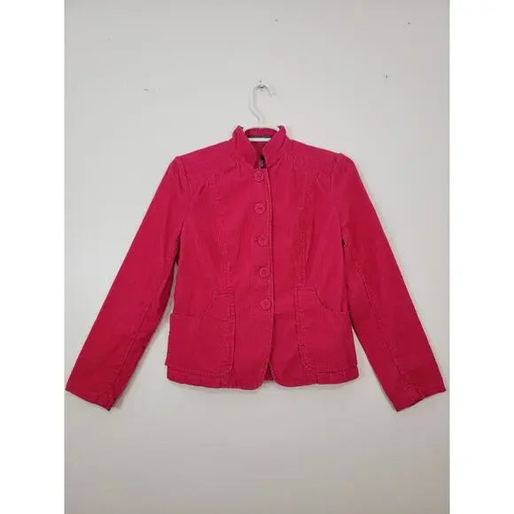 (O5) Y2K Liz Claiborne Womens Jacket Size XSP Corduroy Pink Cottagecore Office - Picture 1 of 8
